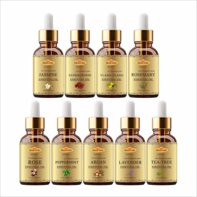 vedimatic Khadi Essential Oil Set of 9 - Rosemary Tea Tree Lavender Sandalwood & More(135 ml)