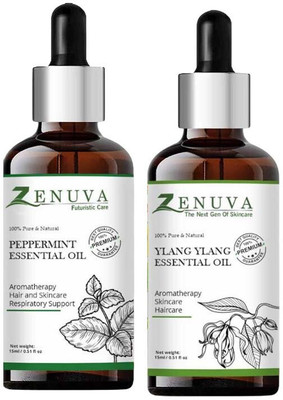 Zenuva Peppermint & Ylang Ylang Essential Oil Pack Of 2 For Beauty & Aromatherapy(30 ml)