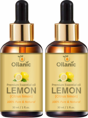 Oilanic Premium Lemon Essential Oil Combo pack of 2 bottles of 30 ml(60 ml)(60 ml)