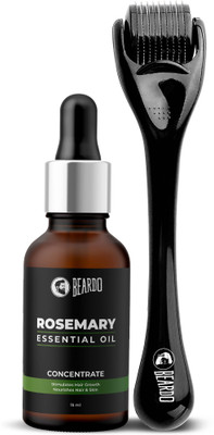 BEARDO Rosemary Essential Oil & Dermaroller 0.5 mm For Hair Growth | 540 Needles(15 ml)