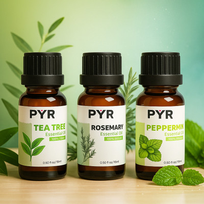 Pyr Essential Oil - Pack of 3 - Peppermint, Rosemary and Tea Tree(15mlx3)(45 ml)