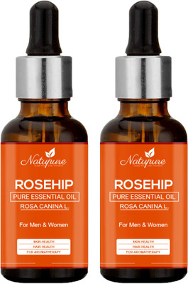 Natupure Rosehip Essential Oil For Glowing Skin and Hair Vitality Combo Pack of 2(30 ml)