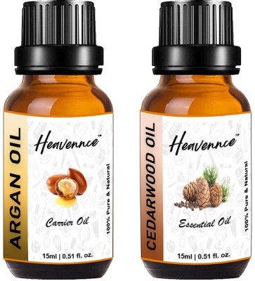 Heavennce Argan & Cedarwood Oil Combo for Hair & Skin Care, Pack of 2(30 ml)