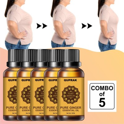 Quprak 5pcs Stomach Drainage Fat Burn Ginger Oil Helps Girls Fat Reduce Weight Loss Oil(150 ml)