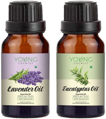 Young Chemist Pack of 2 Lavender & Eucalyptus Essential Oils Combo for Aromatherapy (15MLx2)(30 ml)