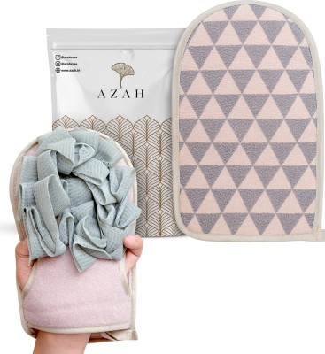 AZAH Exfoliating Scrubbing Gloves | 2 in 1 Loofah & Exfoliating Mitten | Green Color