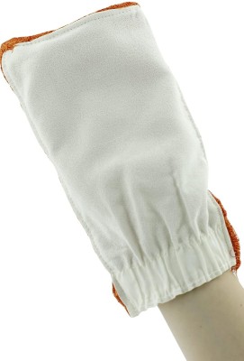 Ustun Imported Dual Side Mitt for Soap Wash One Side & Deep Peeling Other Side Orange