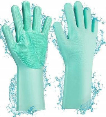 KAMPALA SiliconeGloves with Reusable Heat Resistant Tool for Cleaning,Dish Washing 1pair Wet and Dry Glove(Free Size)