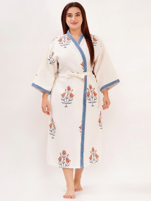 Poorak Peach, Blue Free Size Bath Robe(1 Bath Robe, For: Men & Women, Peach, Blue)