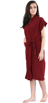 lacylook Maroon Small Bath Robe(1 bath robe, For: Women, Maroon)