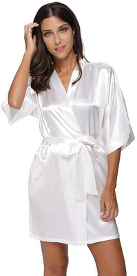 NIGHTGIRL White Free Size Bath Robe(1 Bathrobe, For: Women, White)
