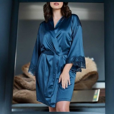 Mixopia Blue Free Size Bath Robe(1 Bath Robe, For: Women, Blue)