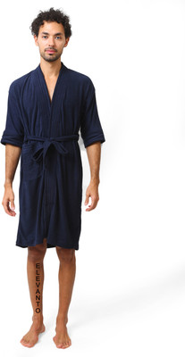 ELEVANTO NAVY Free Size Bath Robe(1 bath robe, For: Men & Women, NAVY)