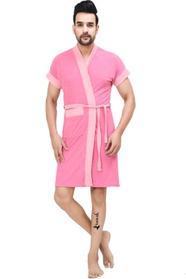 Loroco Pink Baby Pink Free Size Bath Robe(1 bathrobe for women, For: Men, Pink Baby Pink)