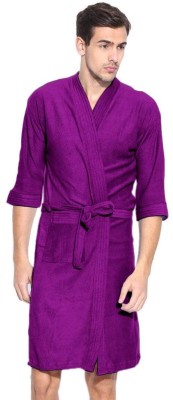 FeelBlue Purple Free Size Bath Robe(Full Sleeve Bathrobe, For: Men & Women, Purple)