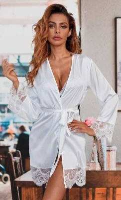 Mixopia White Large Bath Robe(1 Robe, For: Women, White)