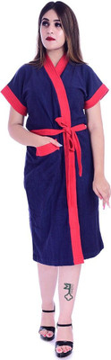 Meepo Red Blue Free Size Bath Robe(1 bathrobe for women, For: Women, Red Blue)