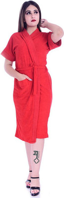 Meepo Red Free Size Bath Robe(1 bathrobe for women, For: Women, Red)