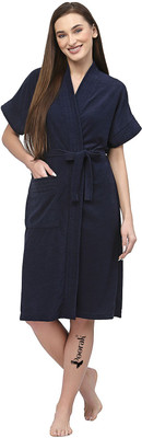 Poorak Navy Free Size Bath Robe(1 bathrobe for women, For: Women, Navy)