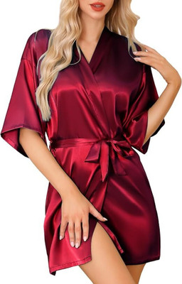 Ananth Maroon Free Size Bath Robe(1bath rope, For: Women, Maroon)