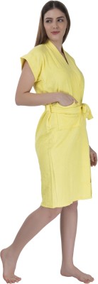 1To Finity Yellow Free Size Bath Robe(1 Bathrobe, For: Women, Yellow)