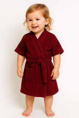 CREEVA Wine Medium Bath Robe(1 bath Robe, For: Baby Boys & Baby Girls, Wine)