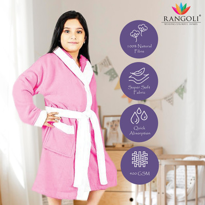 RANGOLI Pink XL Bath Robe(1 Bath Robe, For: Girls, Pink)