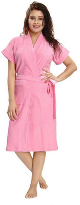 Poorak Baby Pink Large Bath Robe(1 bathrobe for women, For: Women, Baby Pink)