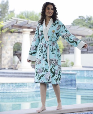 Sanskrutihomes Turquoise Blue XL Bath Robe(1 Bath Robe, For: Women, Turquoise Blue)