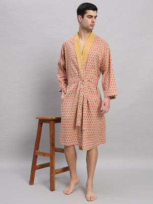 Ravaiyaa - Attitude Is Everything Grey Yellow Floral Free Size Bath Robe(1, For: Men, Grey Yellow Floral)