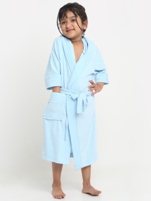 CREEVA Sky Blue Free Size Bath Robe(1 Kids Bathrobe for 4-5 Years, 1 Belt Adjustable Waist Belt, For: Boys & Girls, Sky Blue)