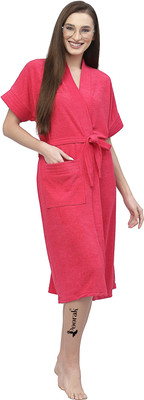 Poorak Gajri Free Size Bath Robe(1 bathrobe for women, For: Women, Gajri)