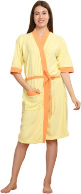 CREEVA Lemon, Orange Free Size Bath Robe(1 Bathrobe attached adjustable Belt, For: Men & Women, Lemon, Orange)