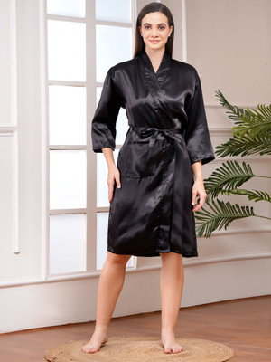 Poorak Women Nighty(Black)