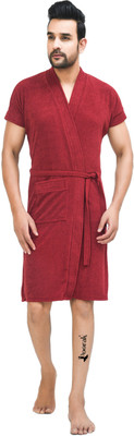 Poorak Maroon Free Size Bath Robe(1 bathrobe for men, For: Men, Maroon)
