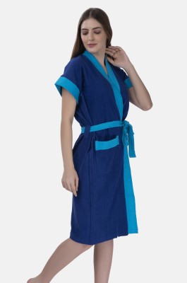 TOMKOT Blue Strips Free Size Bath Robe(1 bathrobe, For: Women, Blue Strips)