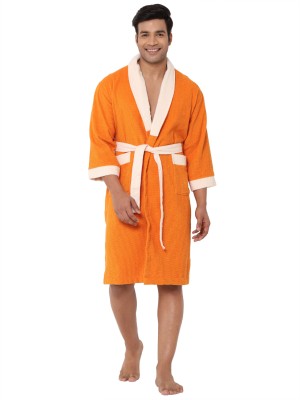SPACES Orange Medium Bath Robe(1 Medium Bath Robe, For: Men & Women, Orange)