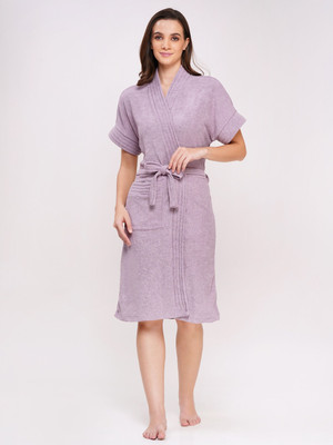 Poorak Light Purple Free Size Bath Robe(1 bathrobe, For: Women, Light Purple)