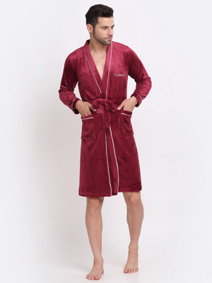 Klotthe Red Large Bath Robe(1 Bathrobe, For: Men, Red)