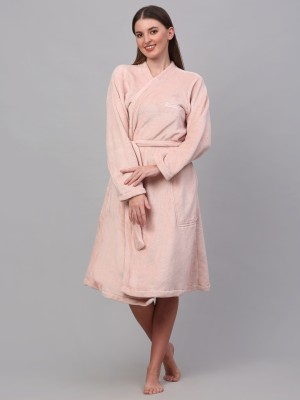 Klotthe Pink Medium Bath Robe(1 bath robe, For: Women, Pink)