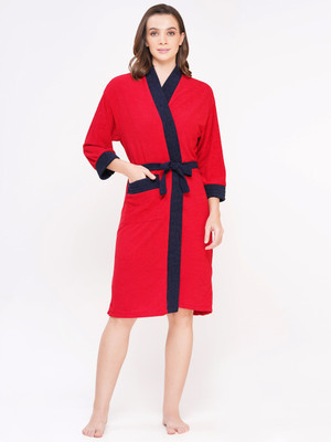 Poorak Red Blue Free Size Bath Robe(1 Bathrobe, For: Women, Red Blue)