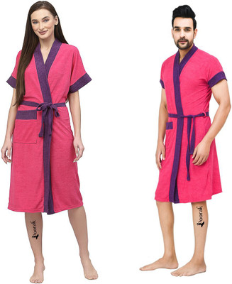Poorak Pink Free Size Bath Robe(1bath_robe, For: Men & Women, Pink)