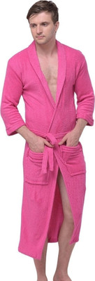 Comfortlooms DARK PINK Free Size Bath Robe(1x Bathrobe, For: Men, DARK PINK)