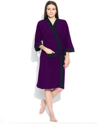 ELEVANTO Purple Free Size Bath Robe(1BATHROBE, For: Women, Purple)