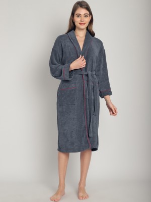 ELEVANTO Grey, Maroon Free Size Bath Robe(1, For: Men & Women, Grey, Maroon)