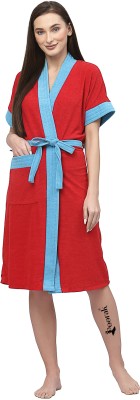 Loroco Red Ferozi Free Size Bath Robe(1 bathrobe for women, For: Women, Red Ferozi)