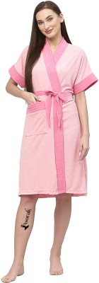 Poorak Baby Pink Light Pink Free Size Bath Robe(1 bathrobe for women, For: Women, Baby Pink Light Pink)