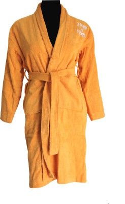 Hugs N Rugs Yellow Free Size Bath Robe(Terry Bathrobe, For: Men & Women, Yellow)