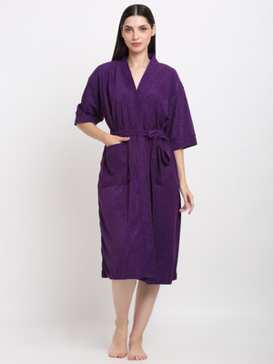 CREEVA Indigo Free Size Bath Robe(1 Bathrobe, For: Men & Women, Indigo)