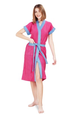 WEET Pink Free Size Bath Robe(1 Bathrobe with belt, For: Women, Pink)